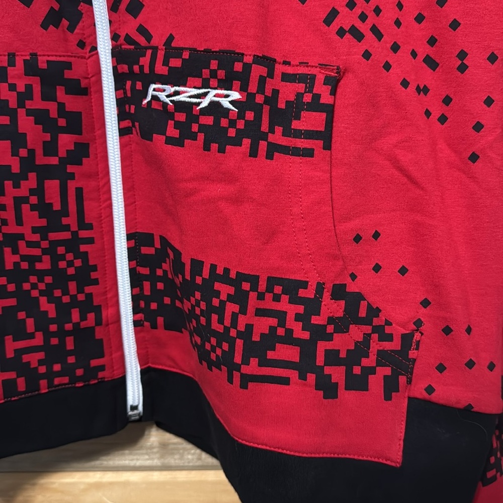 Women's Polaris RZR Long Sleeve Zip Up Red and Black Hoodie Sweatshirt Size: XL - Picture 2 of 8